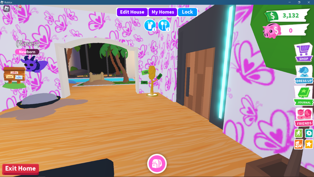 Screenshot of Money Tree in my house on Adopt Me
