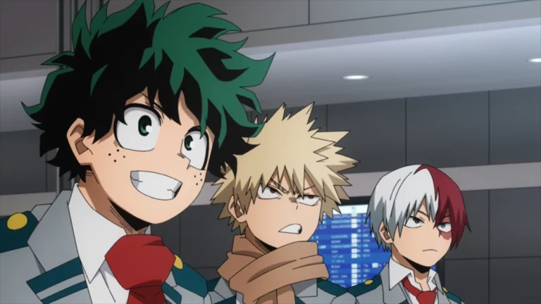 My Hero Academia characters look happy and confused